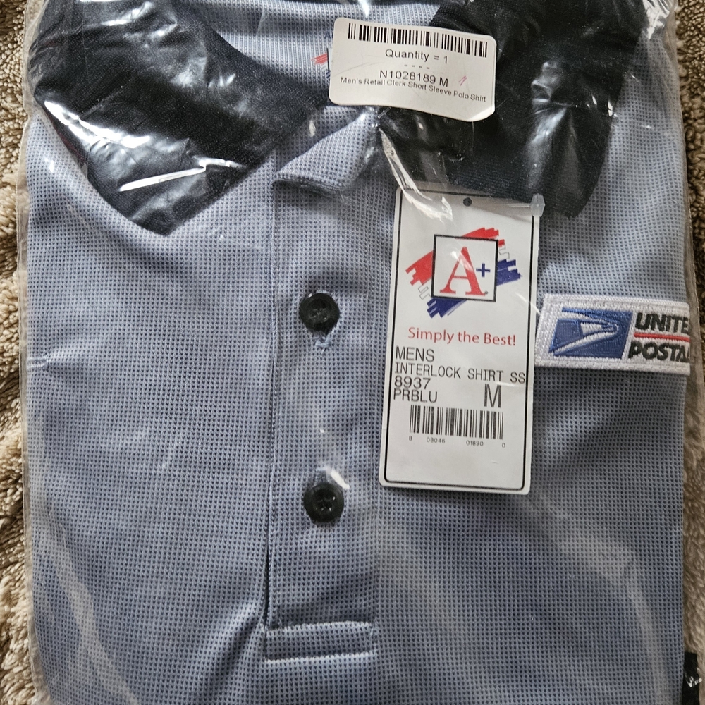 Men's Retail Postal Clerk Short Sleeve 100% Polyester Polo Shirt.